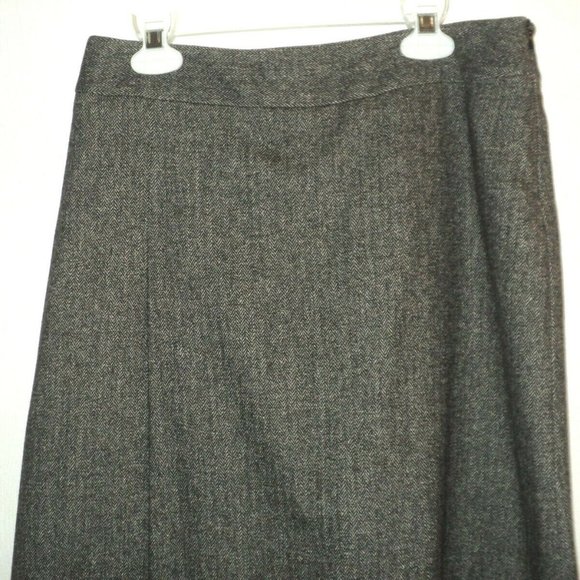 'S Max Mara Sz 4 Skirt Gray Wool Blend Herringbone - Picture 2 of 7